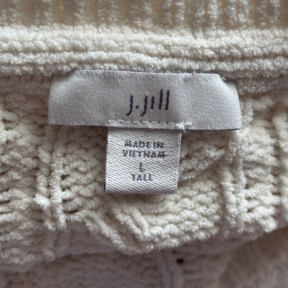 J Jill Women Chenille Cable Knit Tunic Sweater Preppy Cream Large Tall I147 - Picture 6 of 8
